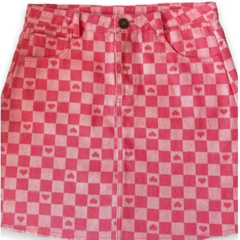 Lola & the Boys Pink Checkered Heart Skirt